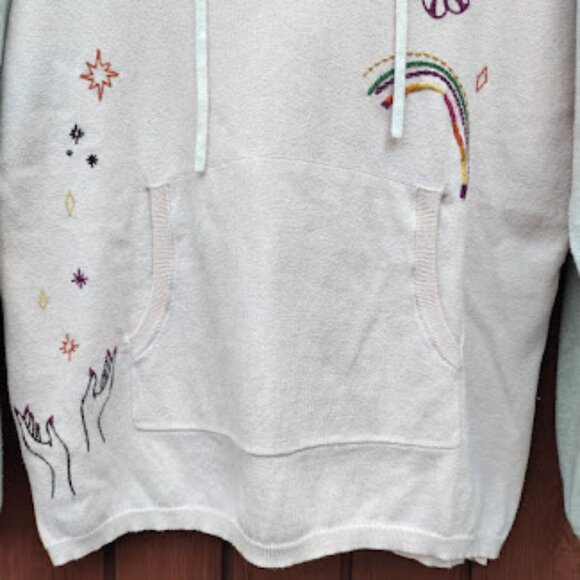 JOHNNY WAS | Embroidered Pastel Pink And Grey V-Neck Sweater Hoodie Soft Girl S - Picture 6 of 13